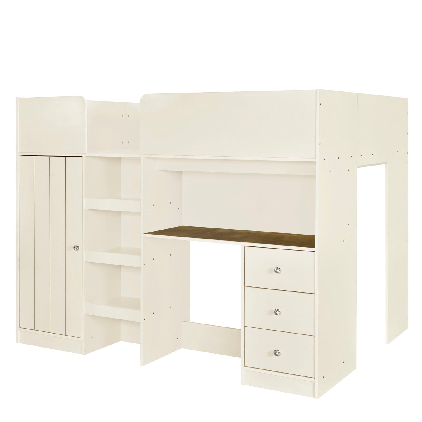Loft bed with built-in wardrobe, desk, shelves and drawers in white by HouseOfZazla on Tampa Home & Garden Store