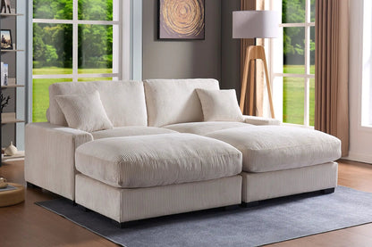 4 Seater Oversized Sectional Sofa with 2 Ottomans & 2 Pillows in ribbed fabric Unique Piece on Tampa Home & Garden Store