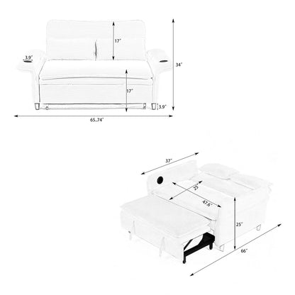Modern fabric sleeper sofa by Unique Piece Furniture with adjustable armrests and backrests on Tampa Home & Garden Store