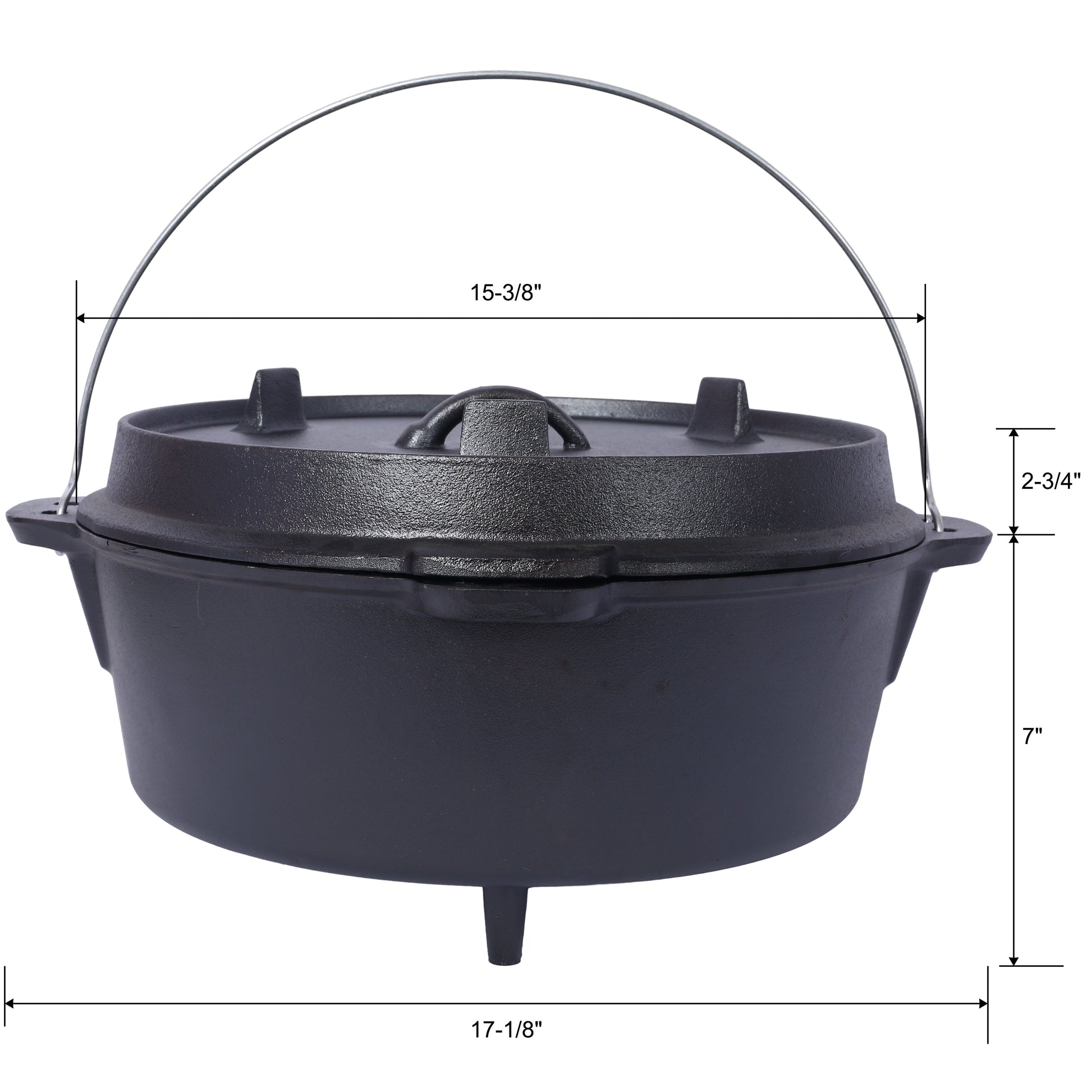 Pre-seasoned cast iron Dutch oven with skillet lid by HouseOfZazla, black, 17-1/8 inch diameter on Tampa Home & Garden Store