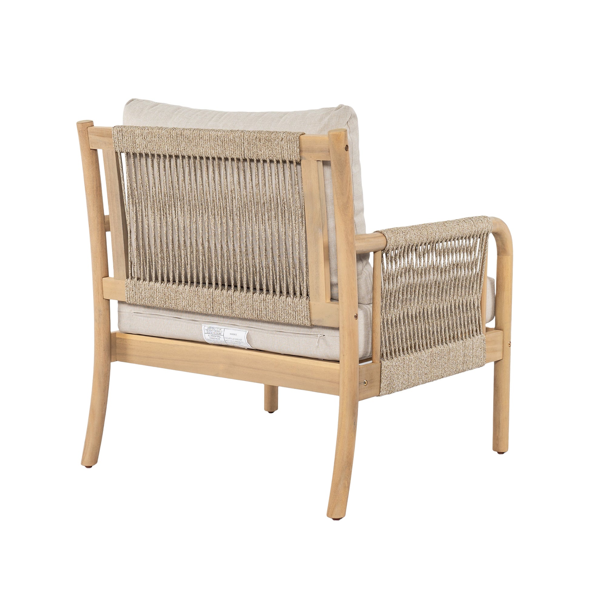 Casper 6-Seater Sofa & Coffee Table Set by HouseOfZazla, wood frame with beige rope and cushions on Tampa Home & Garden Store