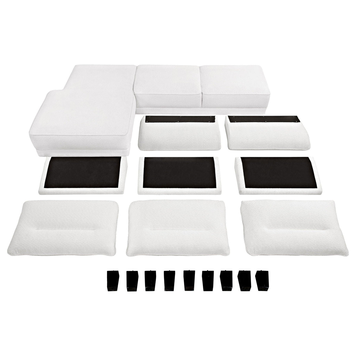 Granholm Upholstered Curved Arm Sectional Sofa White by HouseOfZazla with modular cushions on Tampa Home & Garden Store
