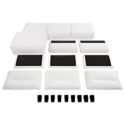 Granholm Upholstered Curved Arm Sectional Sofa White by HouseOfZazla with modular cushions on Tampa Home & Garden Store