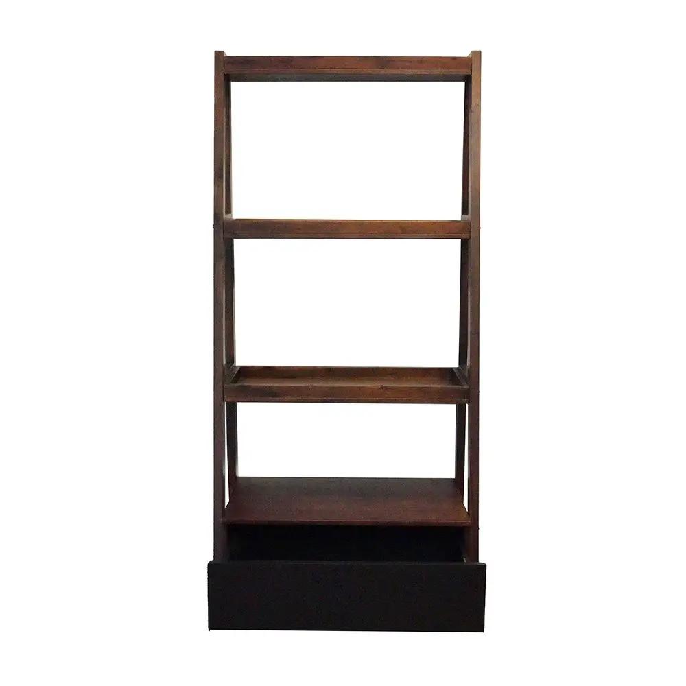 Ladder Shelf and Display Shelf Natural Wood Brown