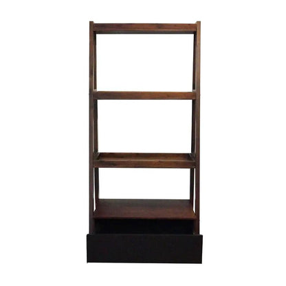 Ladder Shelf and Display Shelf Natural Wood Brown