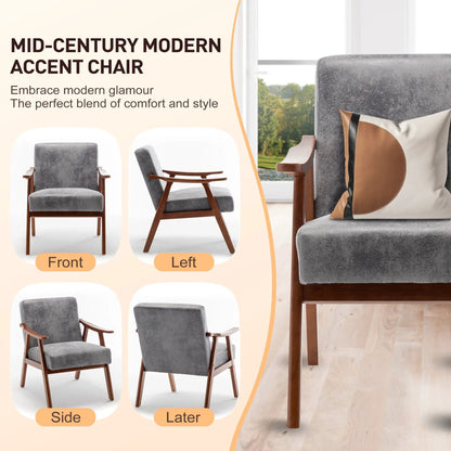 Mid-Century Accent Chair 4-view with solid wood frame in grey upholstery Unique Piece Furniture on Tampa Home & Garden Store