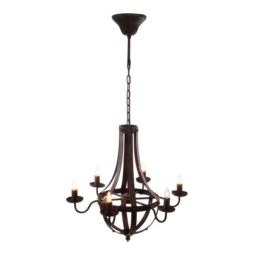 Antique 6 Light Black Iron Chandelier for Home