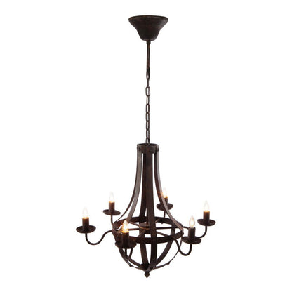 Antique 6 Light Black Iron Chandelier for Home