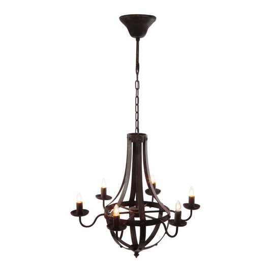 6-light black metal chandelier with adjustable chain and candle-style bulbs by HouseOfZazla on Tampa Home & Garden Store