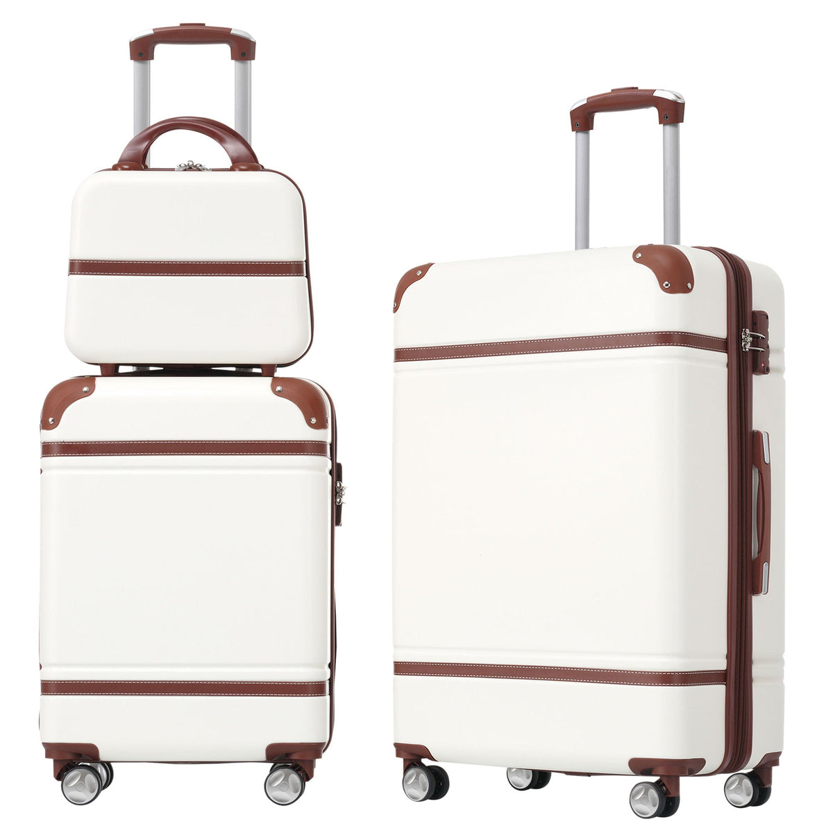 HouseOfZazla 3pc hardshell luggage set with 20in carry-on and 24in spinner white trim on Tampa Home & Garden Store
