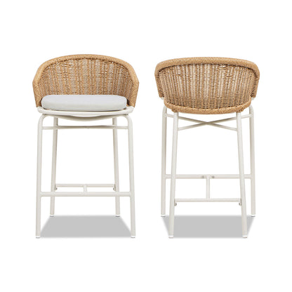 Santorini Wicker Back Outdoor Bar Stool Set of 2