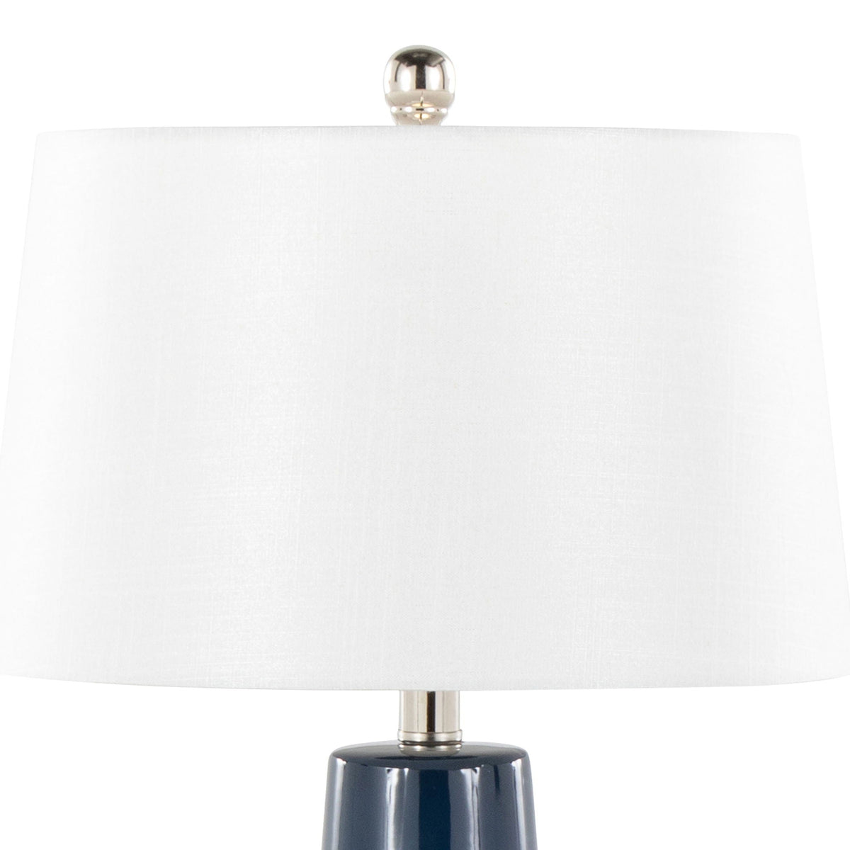 Penelope contemporary table lamp body navy ceramic base white shade on Tampa Home & Garden Store