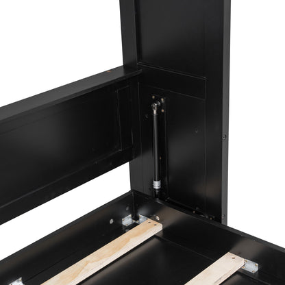 Murphy bed with storage cabinets in black wood by HouseOfZazla, slatted bed base on Tampa Home & Garden Store