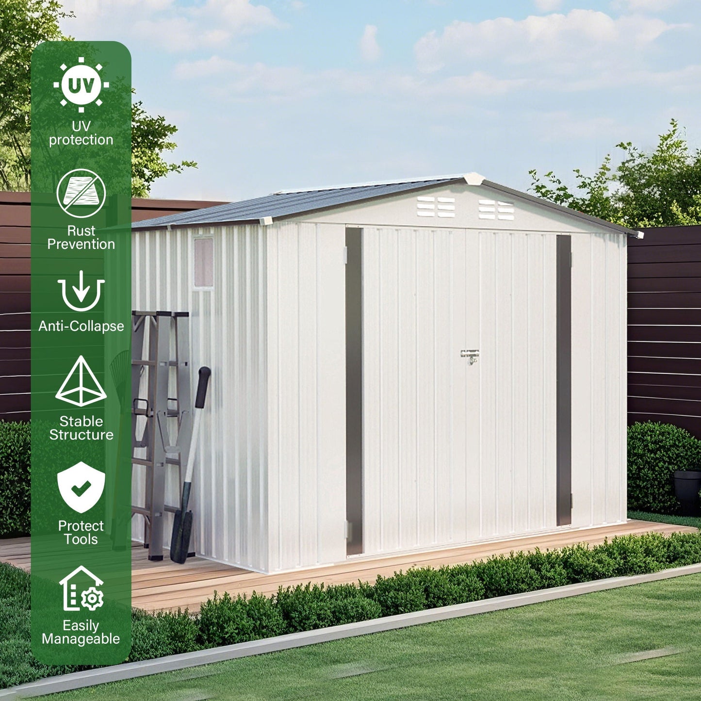 Metal Garden Storage Shed Pitched Roof And Door