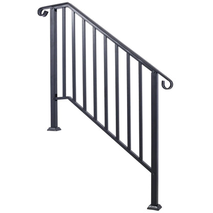Handrail for outdoor steps, wrought iron, black, fits 2–3 steps, Unique Piece Furniture on Tampa Home & Garden Store