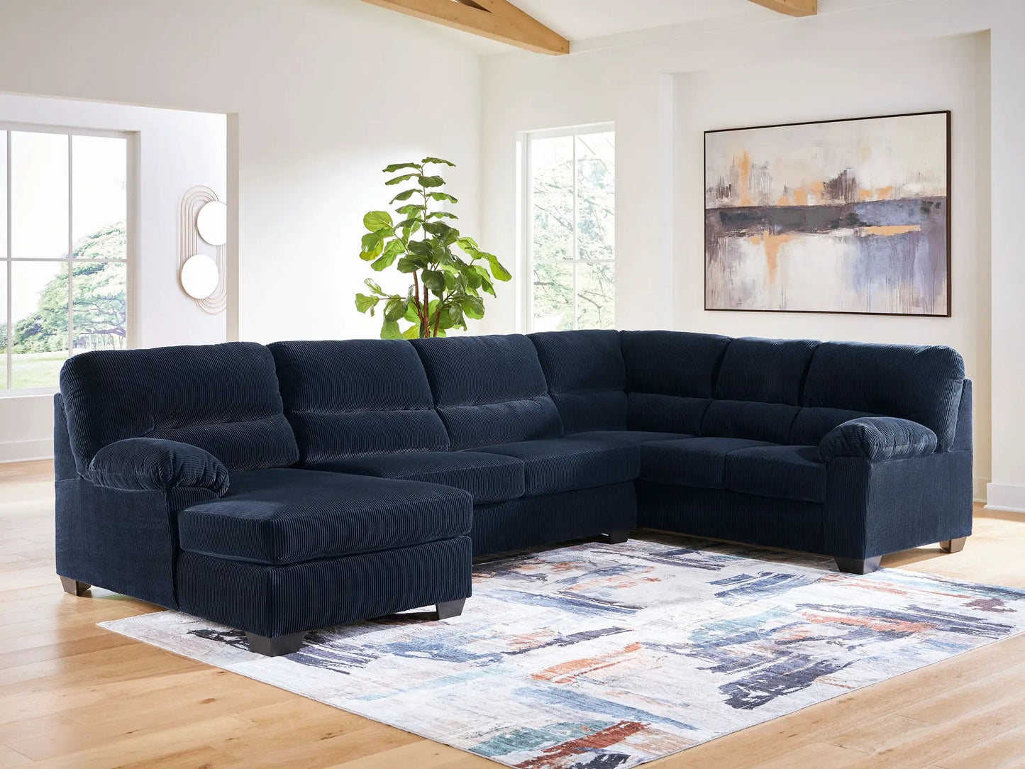 SimpleJoy Sectional sofa by Unique Piece Furniture, navy blue corduroy upholstery on Tampa Home & Garden Store