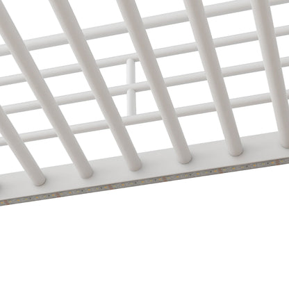 Loft bed frame with white slats and underside LED lighting strip on Tampa Home & Garden Store