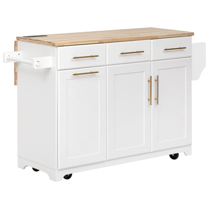 Rolling Kitchen Island With Vintage White Drawers