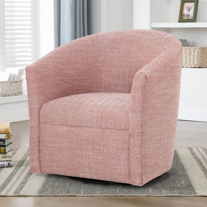 Lainey Swivel Barrel Chair pink herringbone fabric with 360-degree rotation HouseOfZazla on Tampa Home & Garden Store