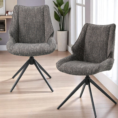 Side chair set with swivel and cushion in brown gray fabric, 2 pcs HouseOfZazla on Tampa Home & Garden Store