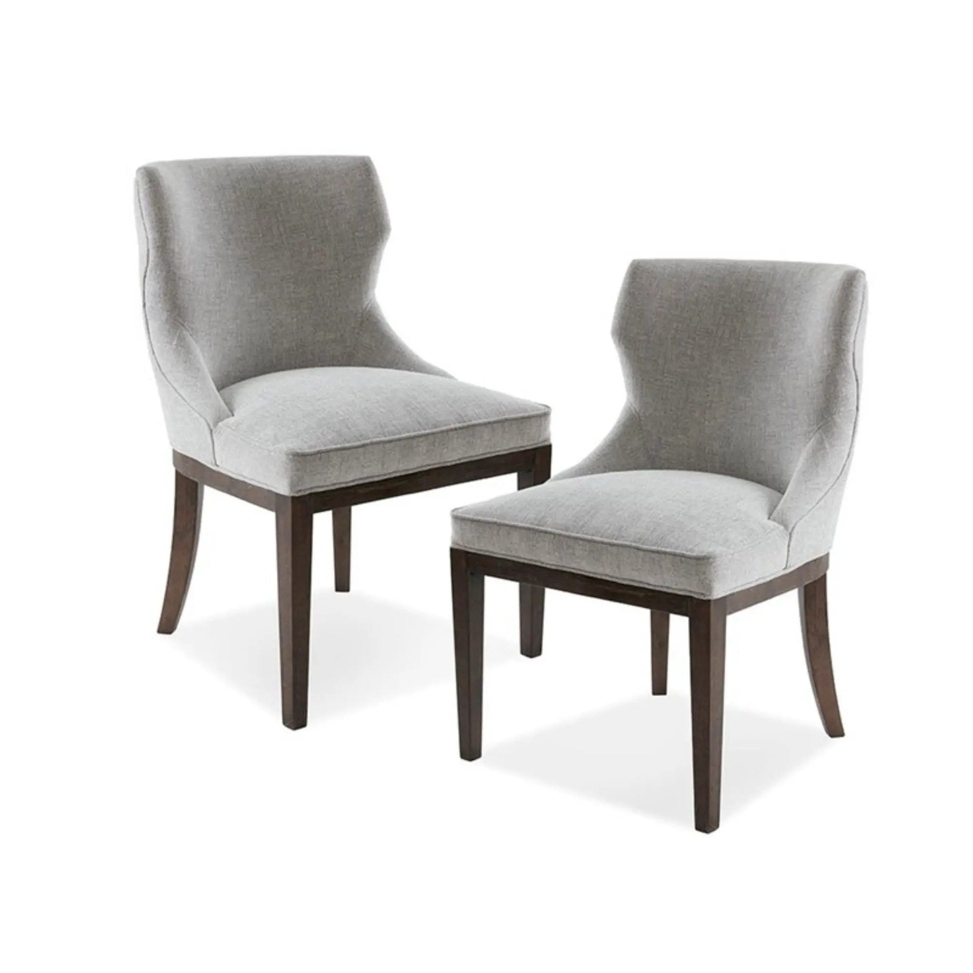 Hutton dining side chair set of 2 gray upholstery with dark wood legs on Tampa Home & Garden Store