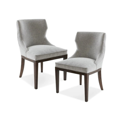 Hutton dining side chair set of 2 gray upholstery with dark wood legs on Tampa Home & Garden Store