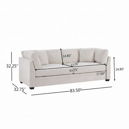 Compact Modern Flared Chenille Beige Sofa