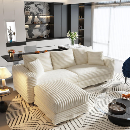 Deep Seat Sofa Bed With Ottoman and Soft Pillows