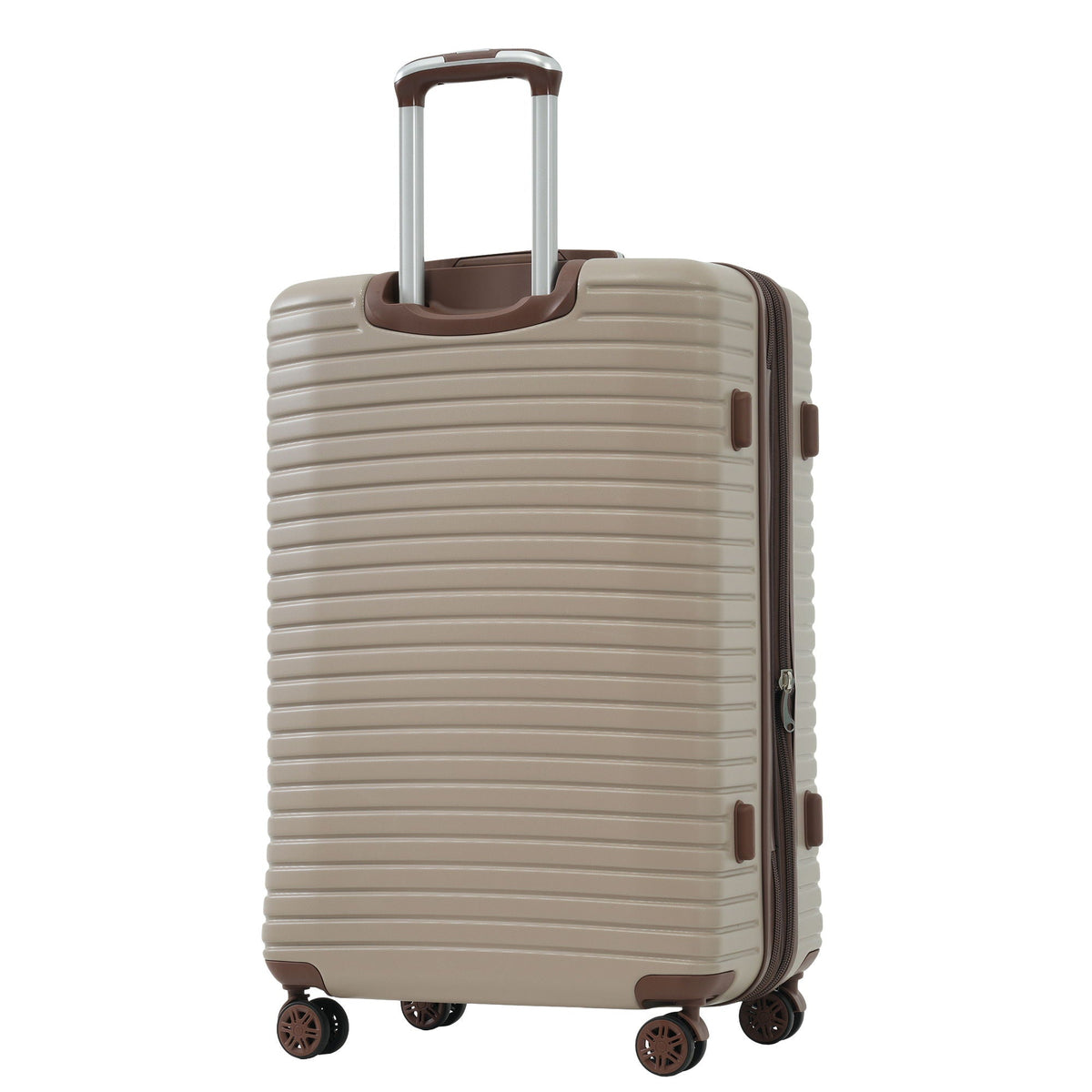 HouseOfZazla four-piece hard-shell tan luggage set with brown trim and spinner wheels on Tampa Home & Garden Store