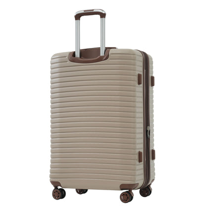HouseOfZazla four-piece hard-shell tan luggage set with brown trim and spinner wheels on Tampa Home & Garden Store