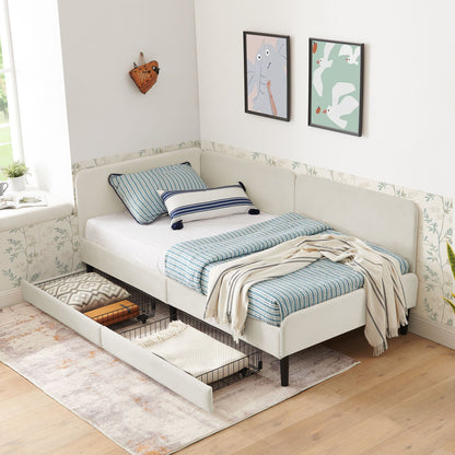 Upholstered Platform Sofa Bed with Drawers