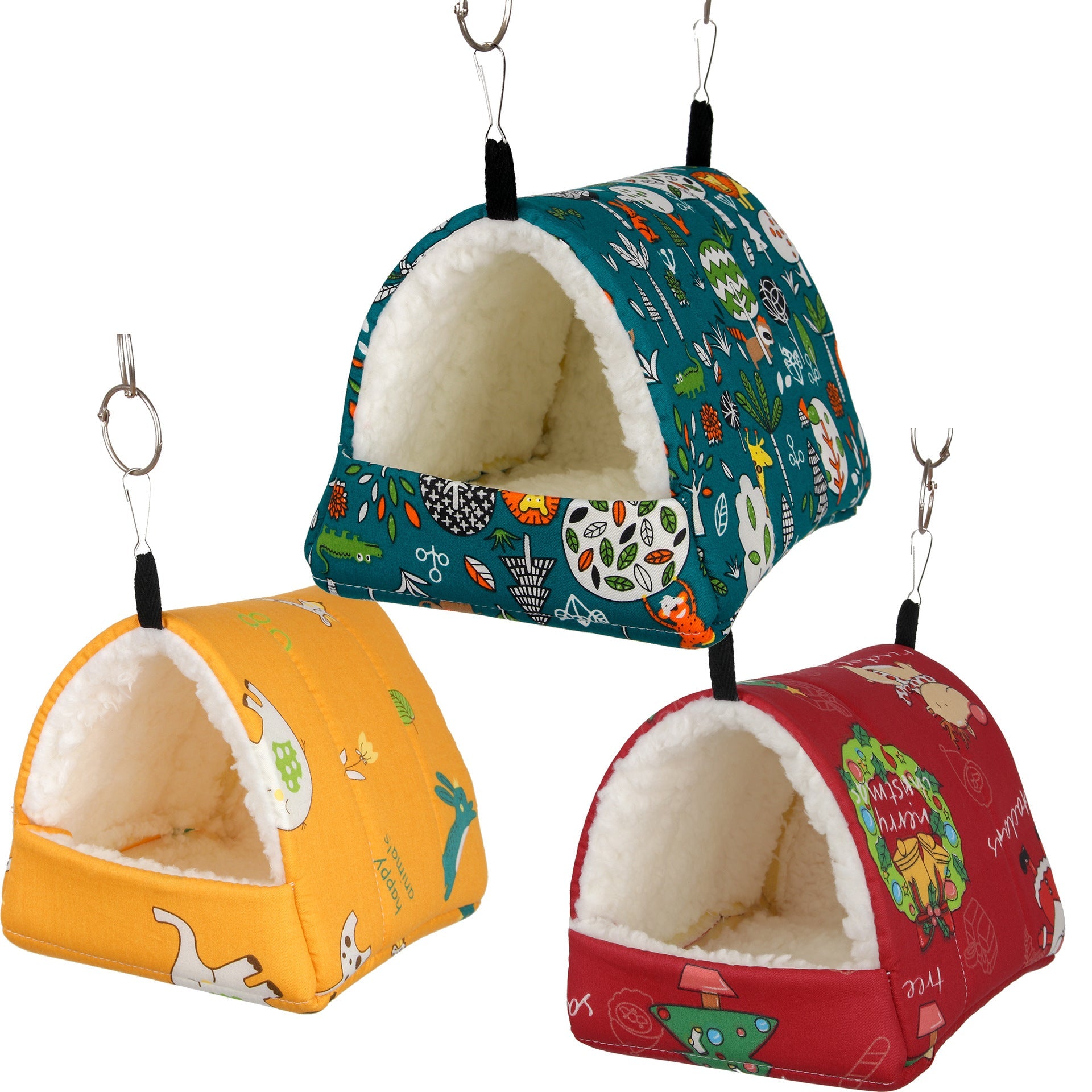 Parrot cotton pet nest set of 4 with plush warm lining, colorful hanging nests on Tampa Home & Garden Store