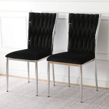 Modern dining chair set black tufted velvet with chrome frames 2 chairs Unique Piece on Tampa Home & Garden Store