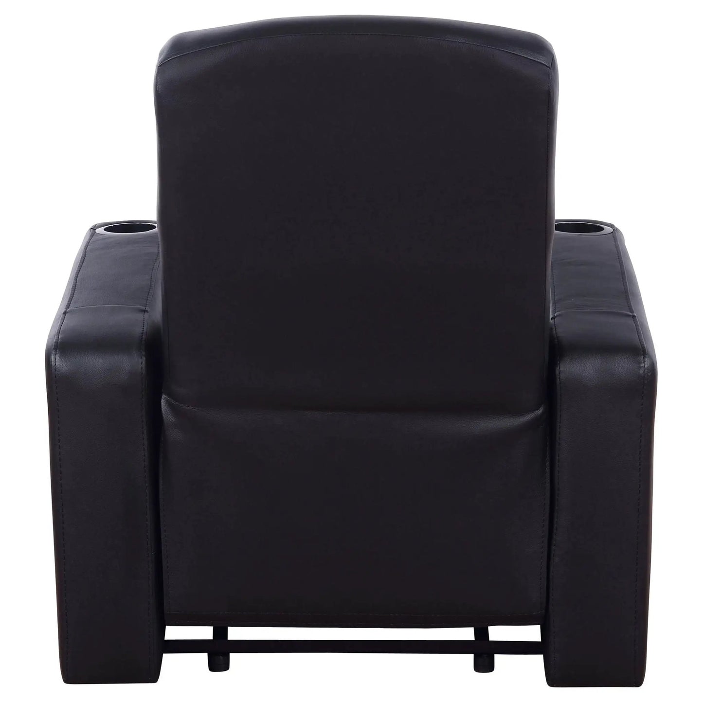 Upholstered recliner with cup holders in black leather, by Unique Piece Furniture on Tampa Home & Garden Store