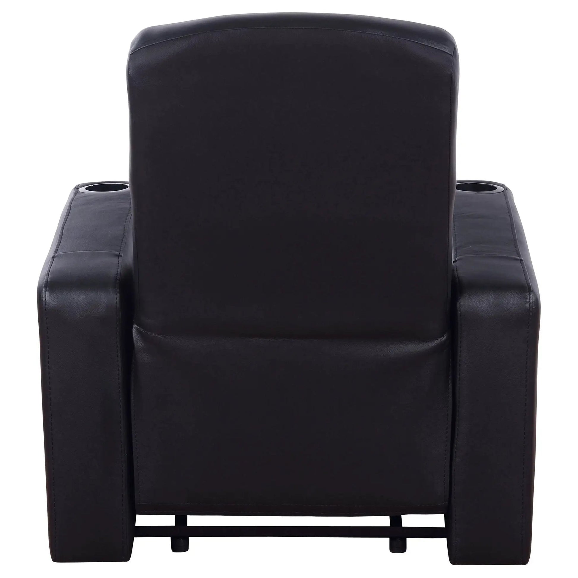 Upholstered recliner with cup holders in black leather, by Unique Piece Furniture on Tampa Home & Garden Store