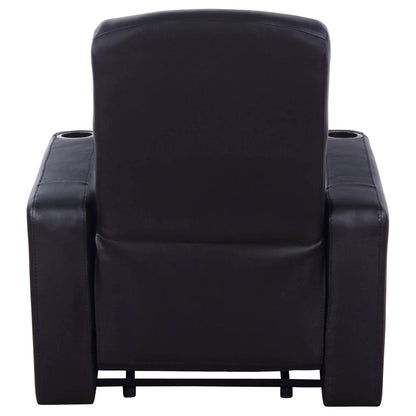 Upholstered recliner with cup holders in black leather, by Unique Piece Furniture on Tampa Home & Garden Store