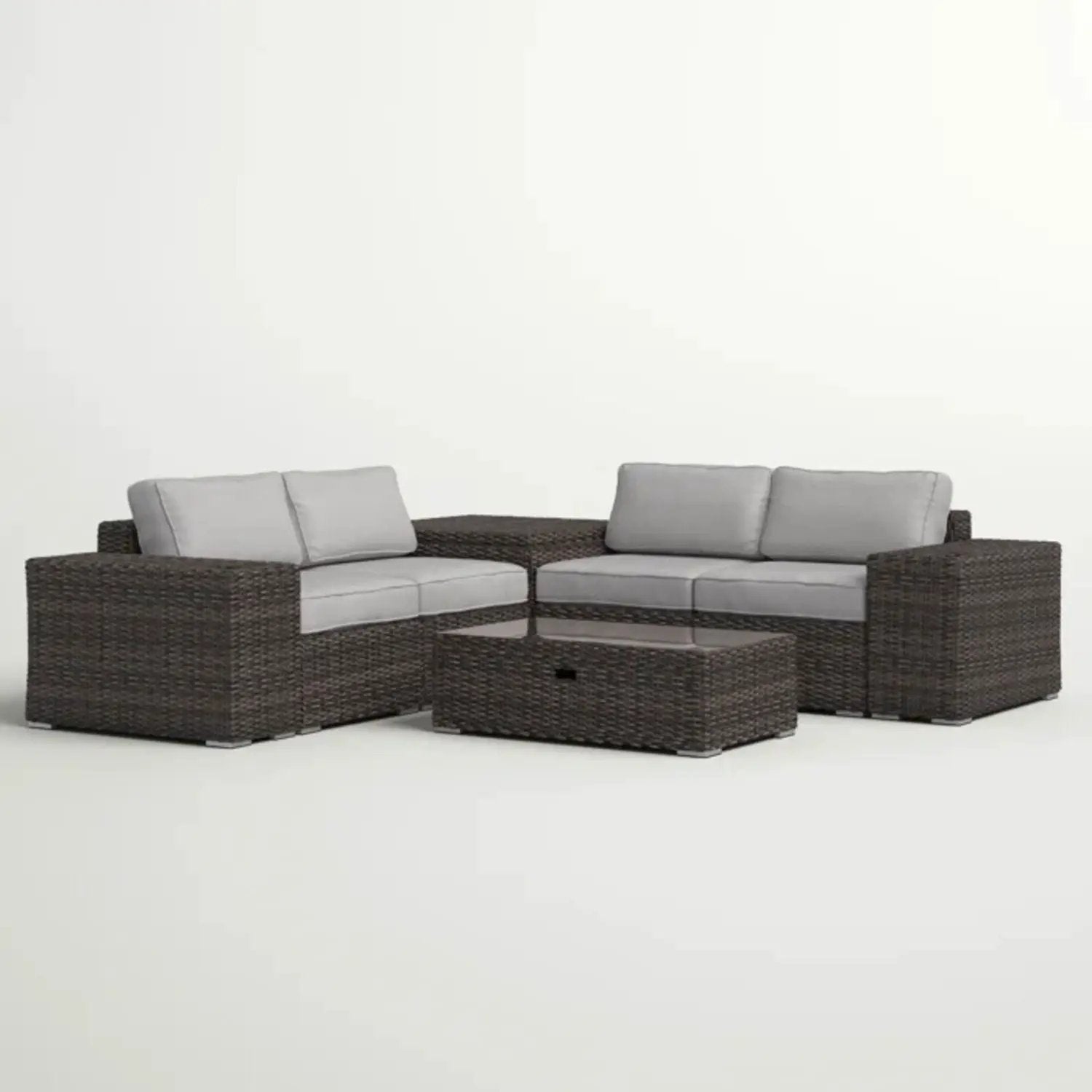 Modern rattan sectional with light gray cushions 2-piece set by Unique Piece Furniture on Tampa Home & Garden Store