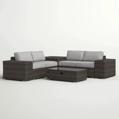 Modern rattan sectional with light gray cushions 2-piece set by Unique Piece Furniture on Tampa Home & Garden Store