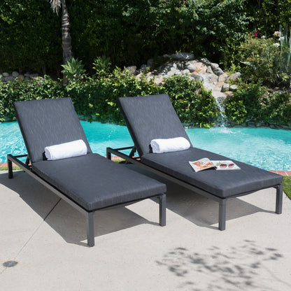 Modern Chaise Lounge pair with dark gray water-resistant cushions by HouseOfZazla on Tampa Home & Garden Store