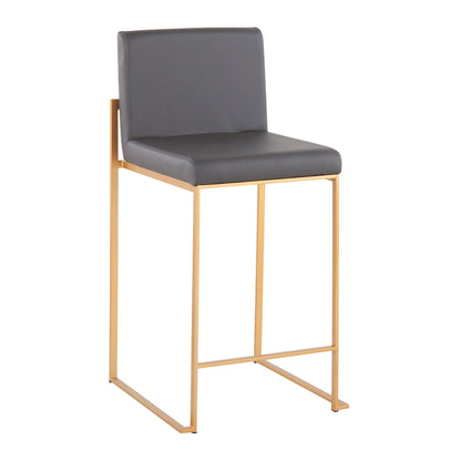 Contemporary High Back Counter Stool with Upholstered Seat in gray, gold frame on Tampa Home & Garden Store