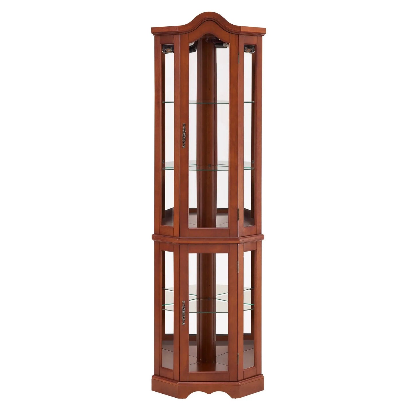 Corner curio cabinet Walnut with mirrored back and glass shelves by Unique Piece Furniture on Tampa Home & Garden Store