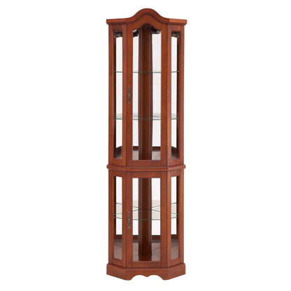Corner curio cabinet Walnut with mirrored back and glass shelves by Unique Piece Furniture on Tampa Home & Garden Store