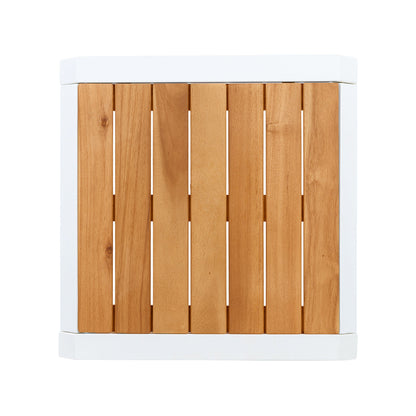 Durable Outdoor Side Table with a Teak Top