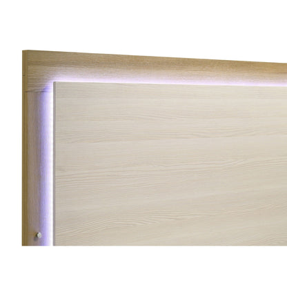 Lincoln 4-Piece Bedroom Set with LED Headboard, light wood grain, purple glow on Tampa Home & Garden Store