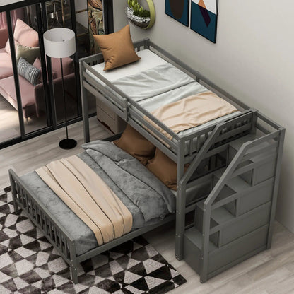 Loft Bed with Staircase and Storage Grids