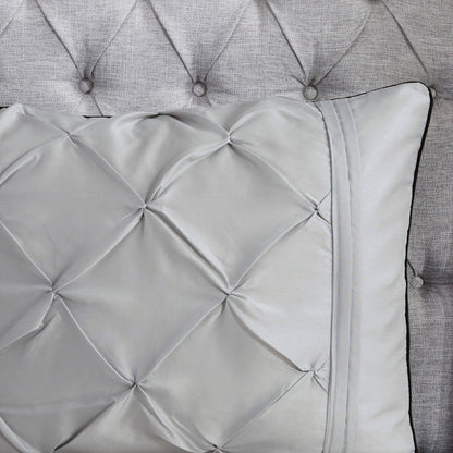 7 Piece Tufted Grey King Comforter and Decor
