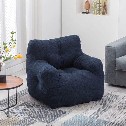Soft Teddy Fabric Bean Bag Chair With Tufted Foam