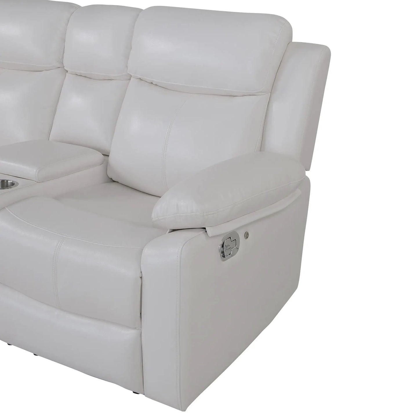 Sectional sofa with recline and storage in light gray leather by Unique Piece Furniture on Tampa Home & Garden Store