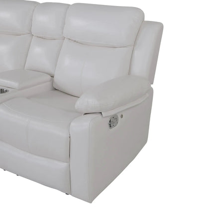 Sectional sofa with recline and storage in light gray leather by Unique Piece Furniture on Tampa Home & Garden Store