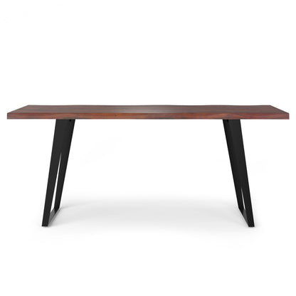 Modern Handcrafted Live Edge Acacia Dining Table with dark wood top and black legs on Tampa Home & Garden Store